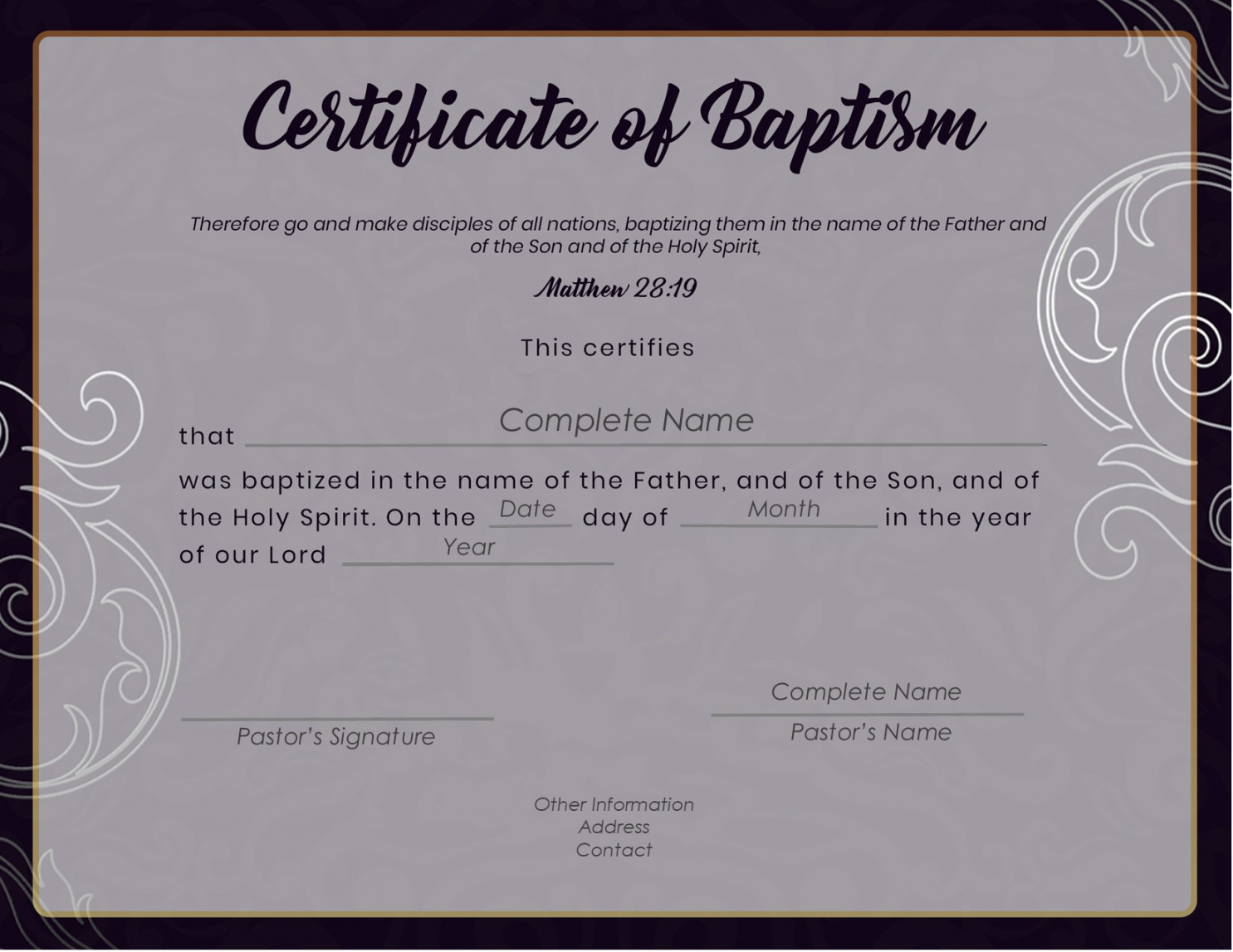 Baptismal Certificate: Free Baptism Certificate Templates!