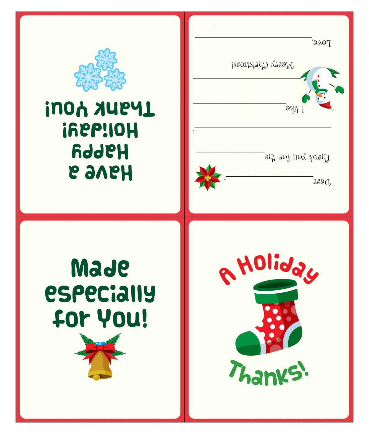 Best Cute Christmas Cards Free Printable Quarter Fold