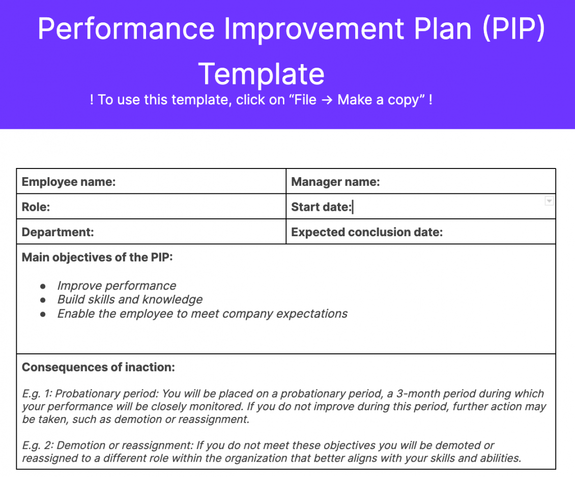 Download: Word/Doc: Performance Improvement Plan (PIP) Template [Word]