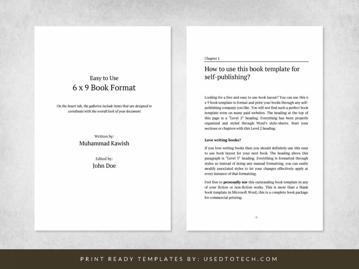 Easy-to-use  x  book format for Word - Used to Tech