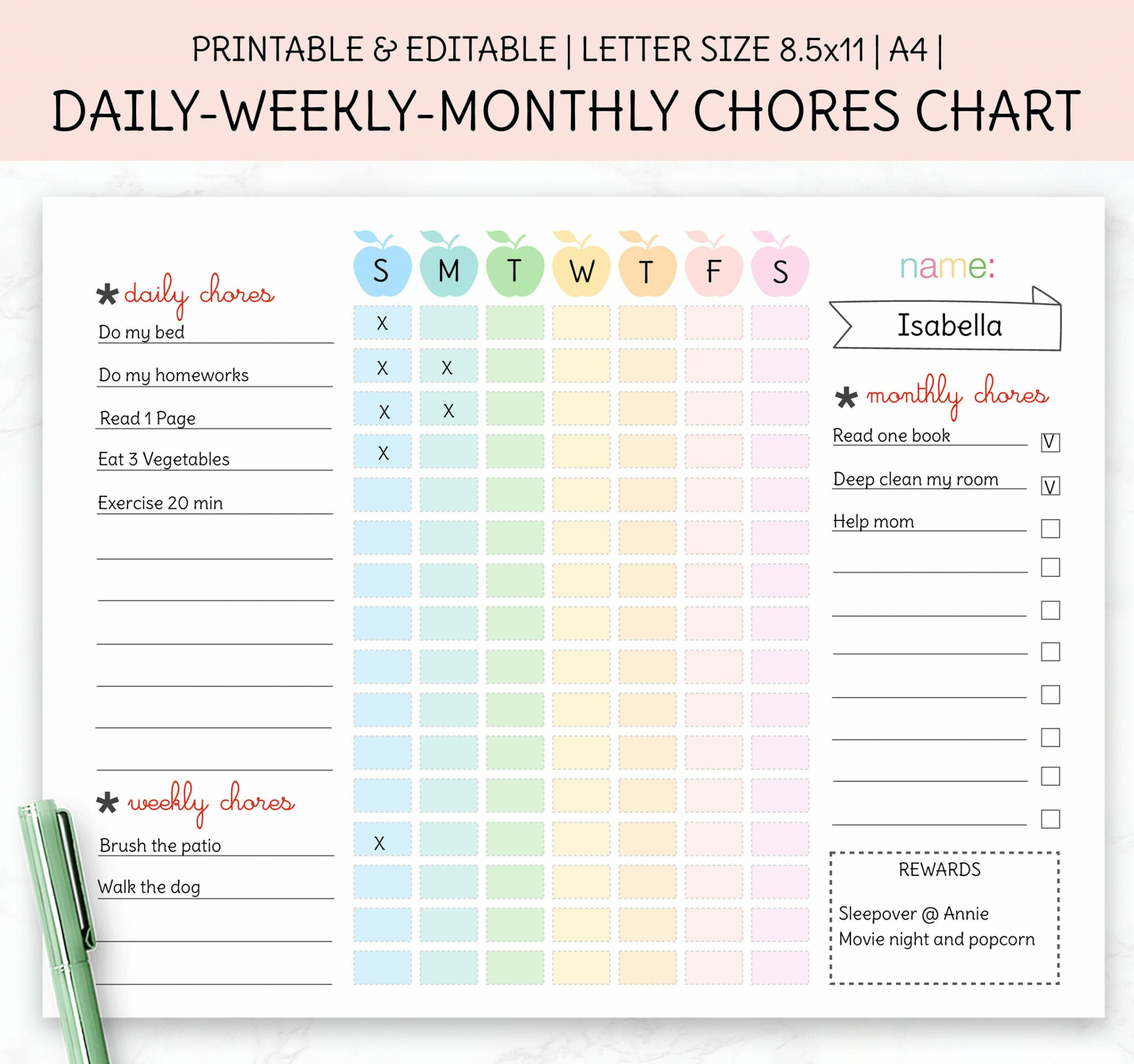 EDITABLE Kids To Do List Printable Template Weekly Chores - Etsy