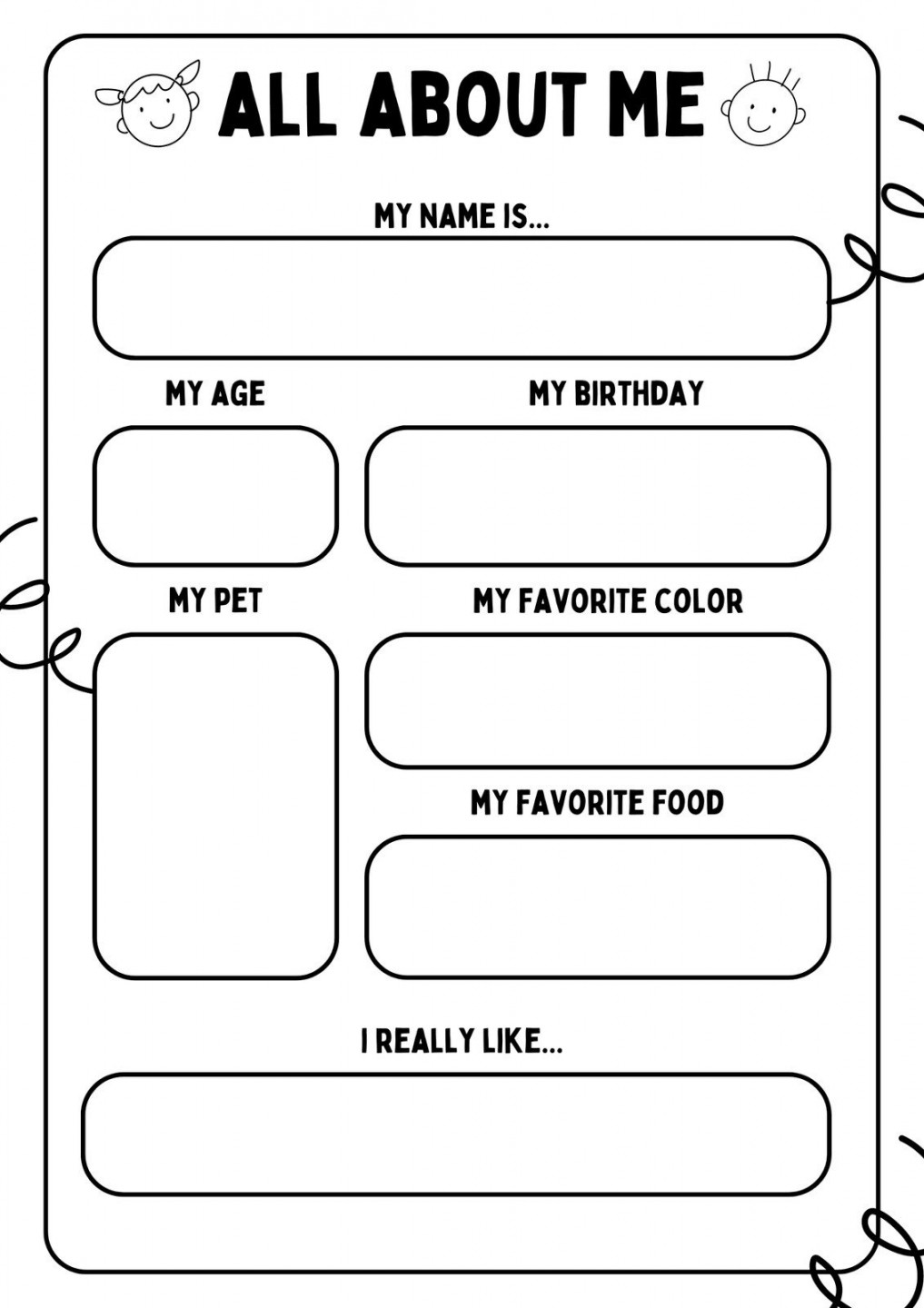 Free and printable All About Me worksheet templates  Canva