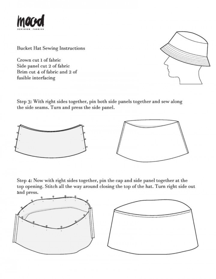 Free Bucket Hat Sewing Pattern in  Sizes  Mood Sewciety