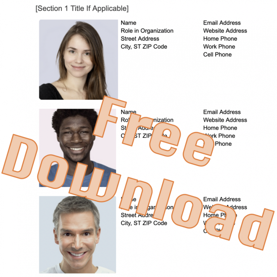 Free Business & Personal Directory Templates for Word, Excel