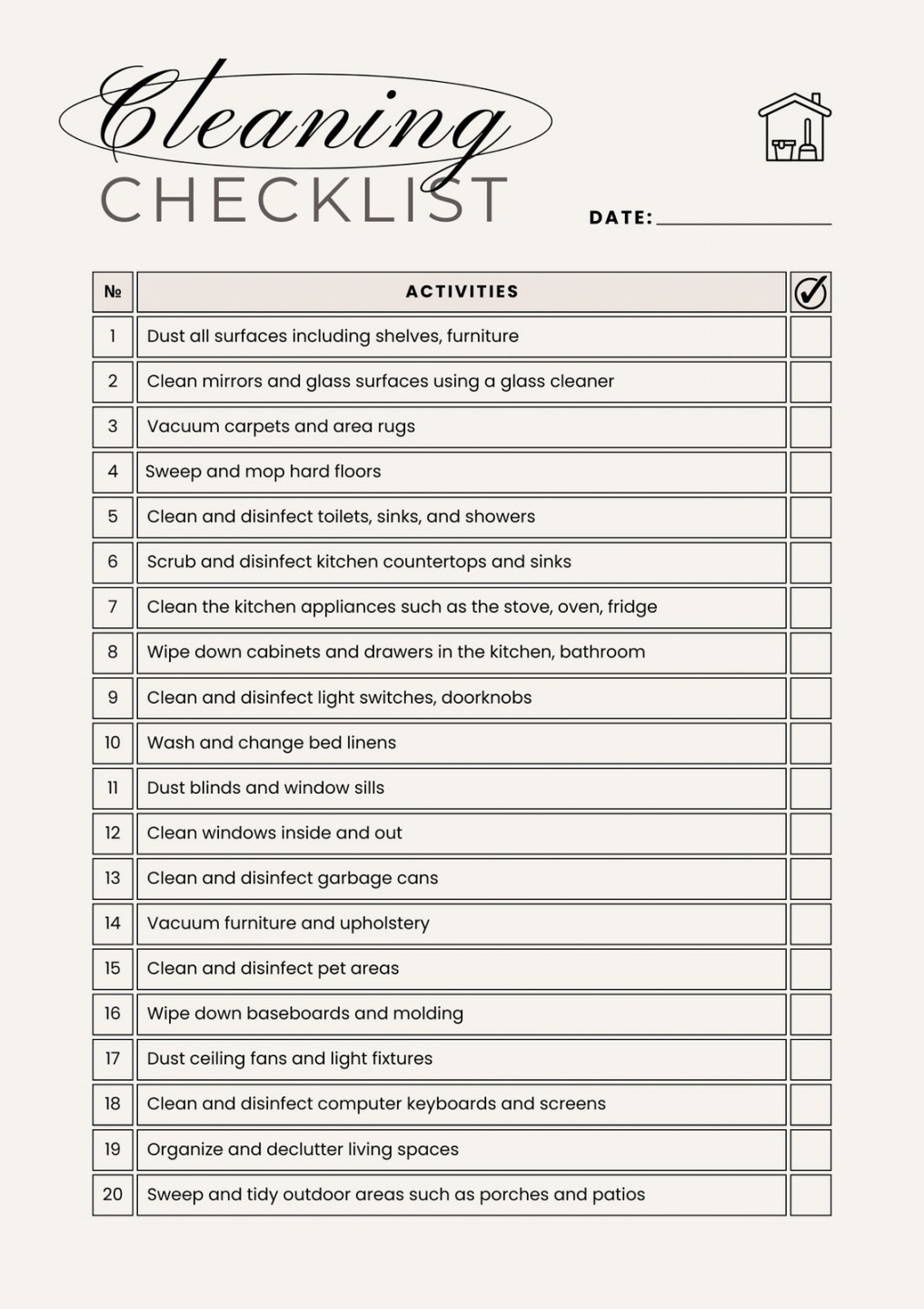 Free printable cleaning checklist templates  Canva