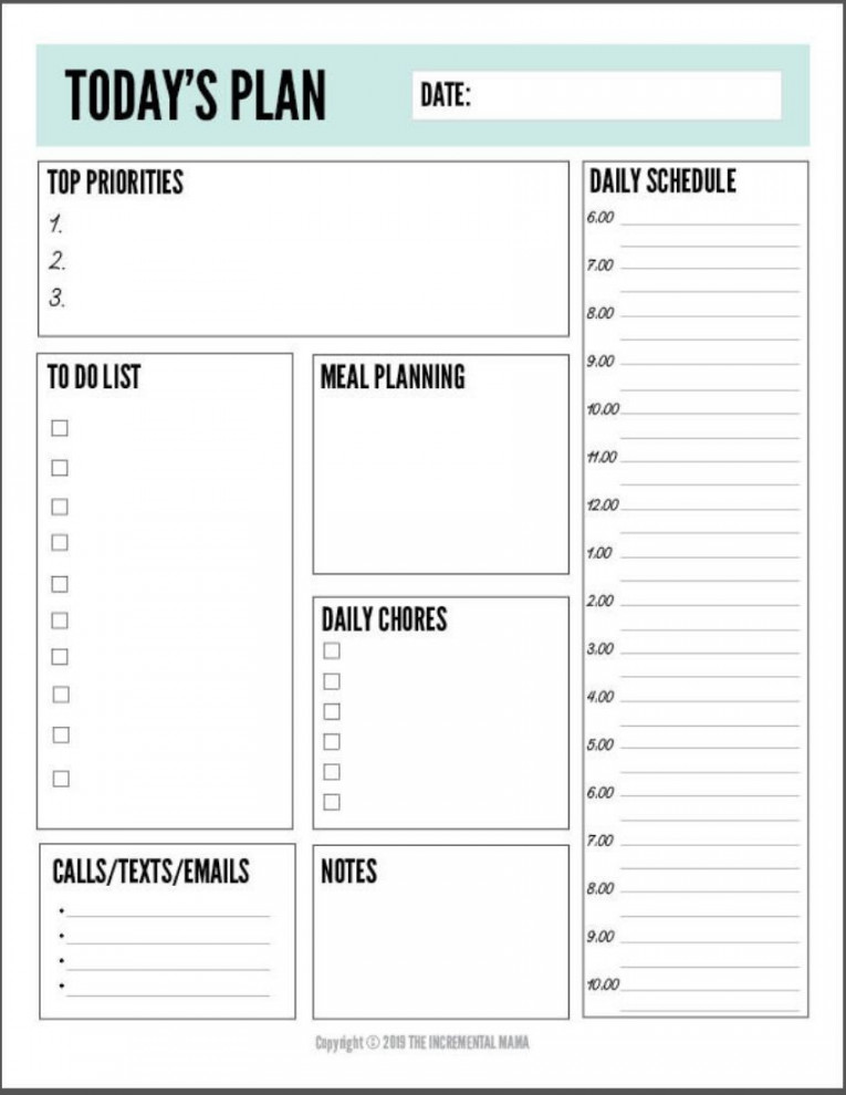 Free Printable Daily Planner Template to Get More Done  Daily