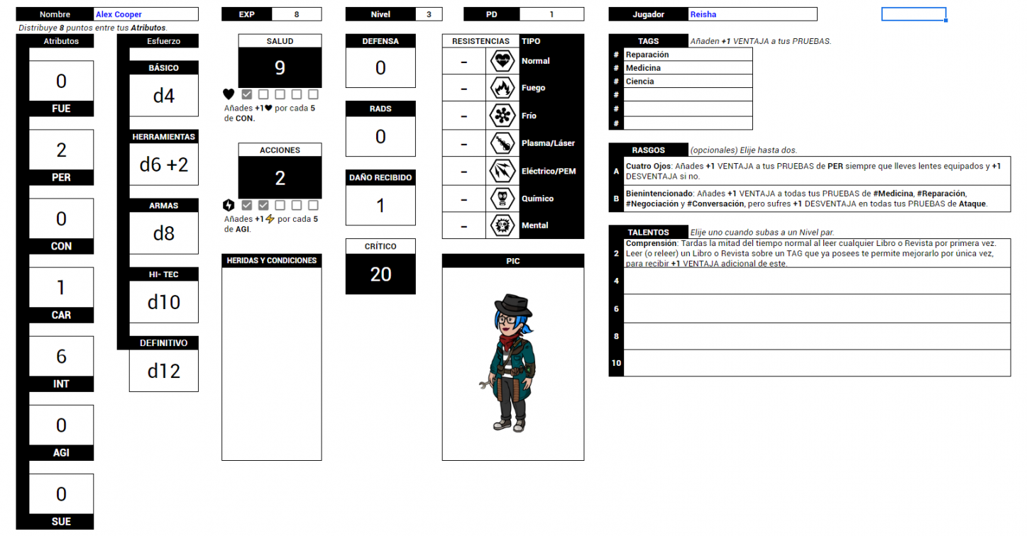 Google Sheets Character Sheet - INDEX CARD RPG - RUNEHAMMER