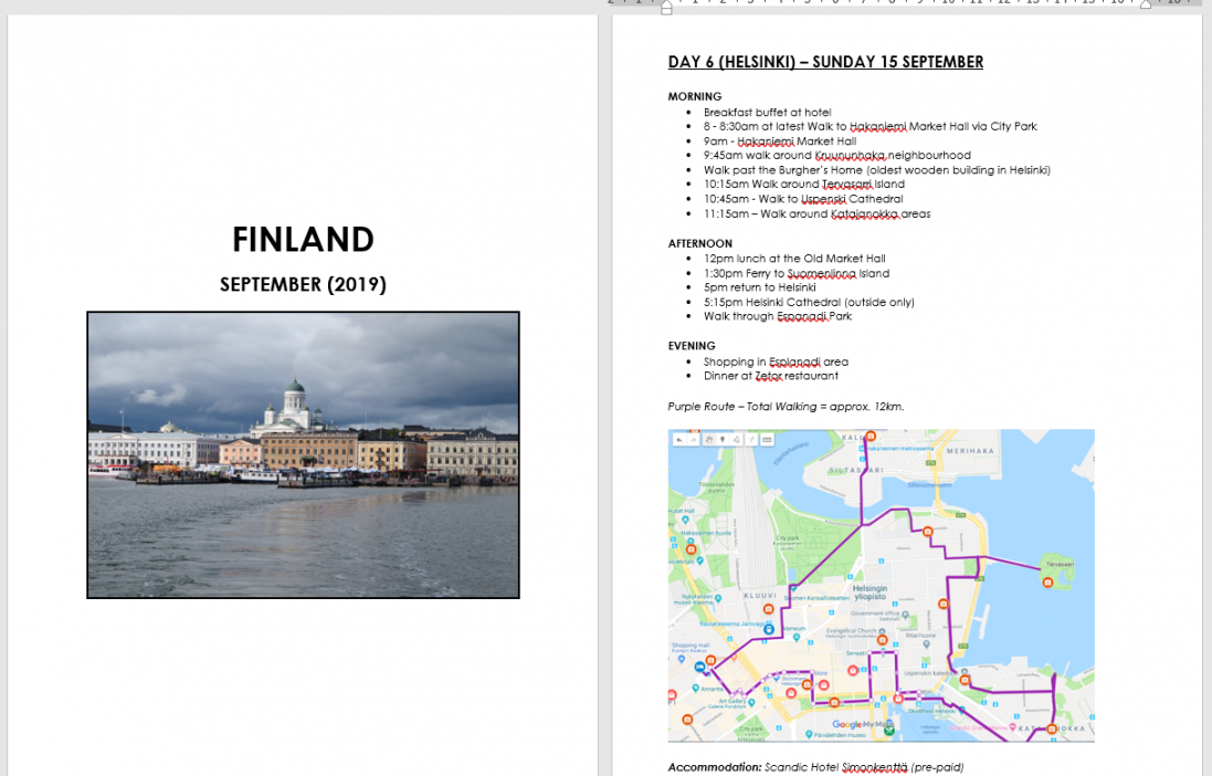 How I use Microsoft Word to plan my travel itinerary (my template