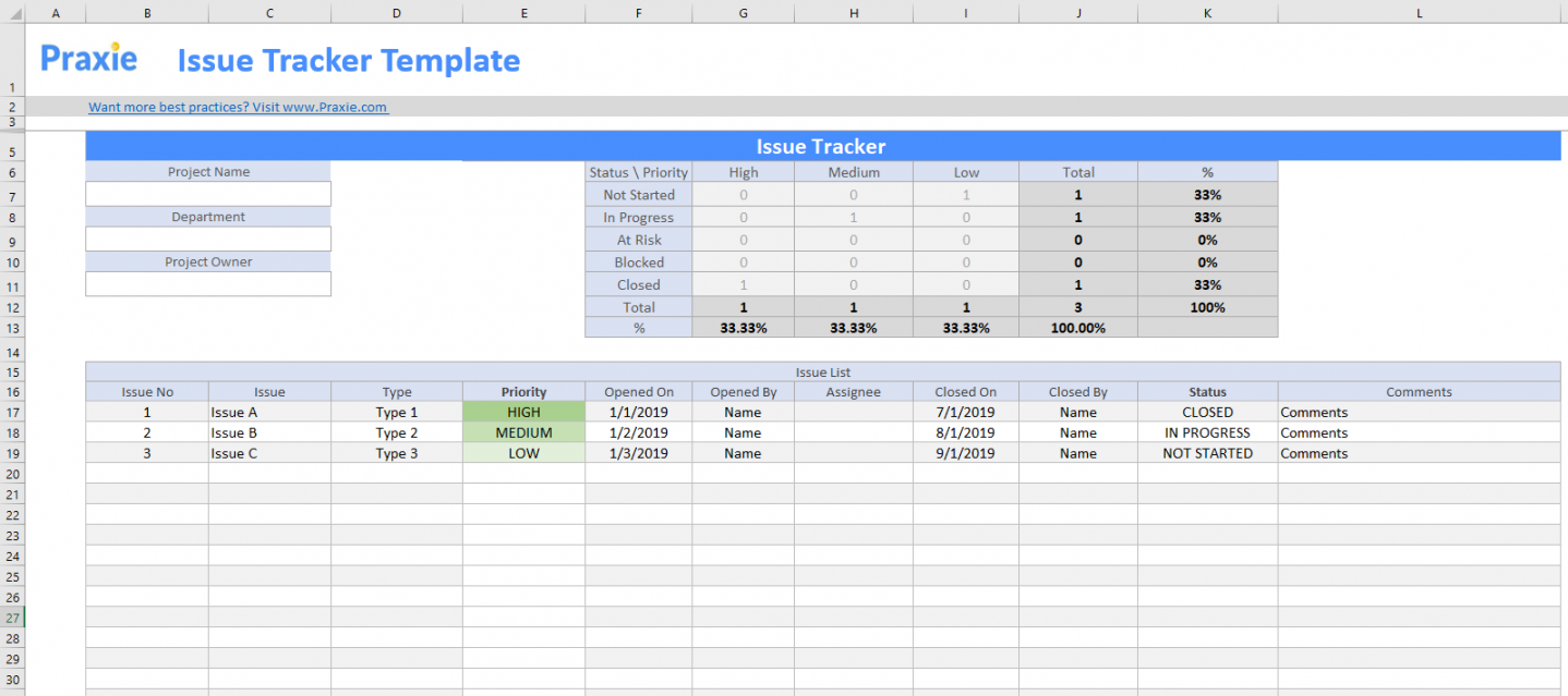 Issue Tracker Template – Project Management Software Online Tools