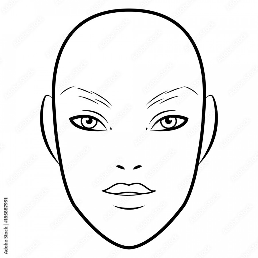 Men Face chart Makeup Artist Blank. Template