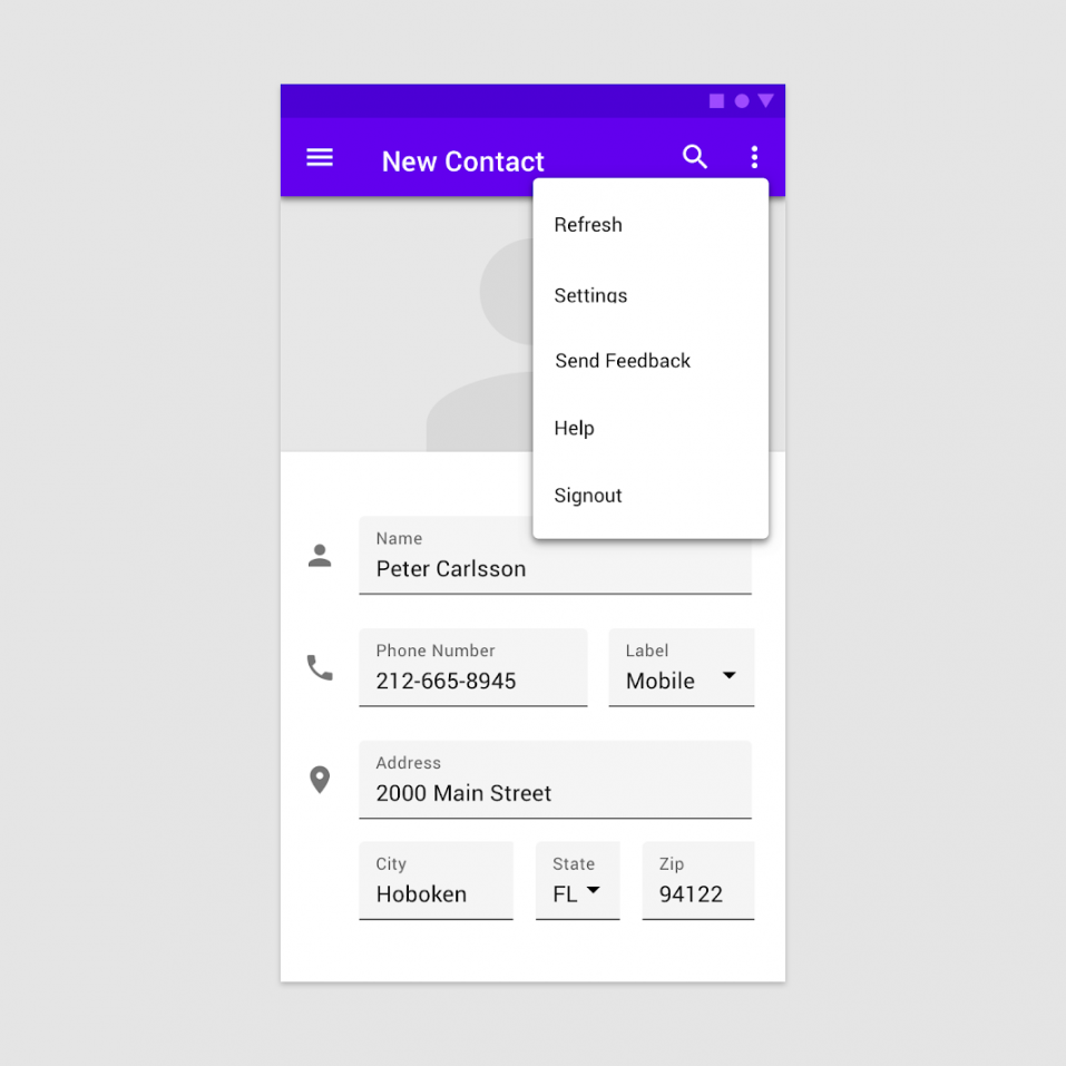 Menus - Material Design