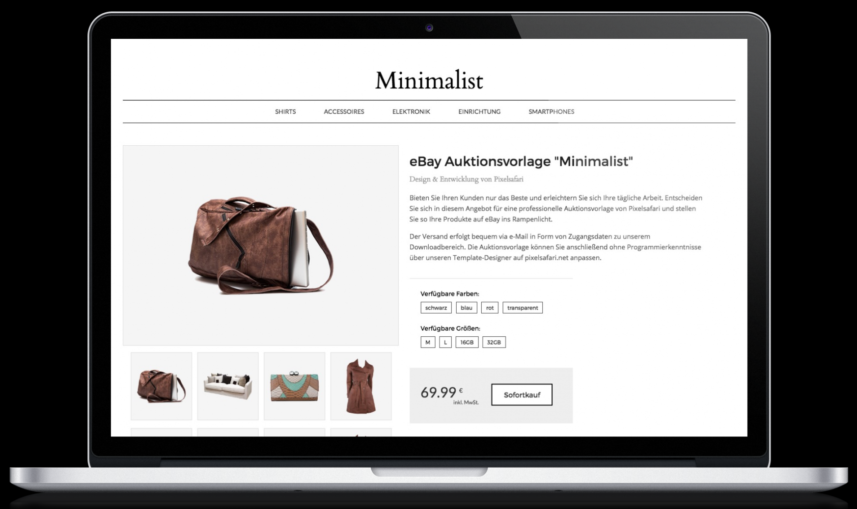 Minimalist eBay Listing Template - Pixelsafari e-Commerce Solutions