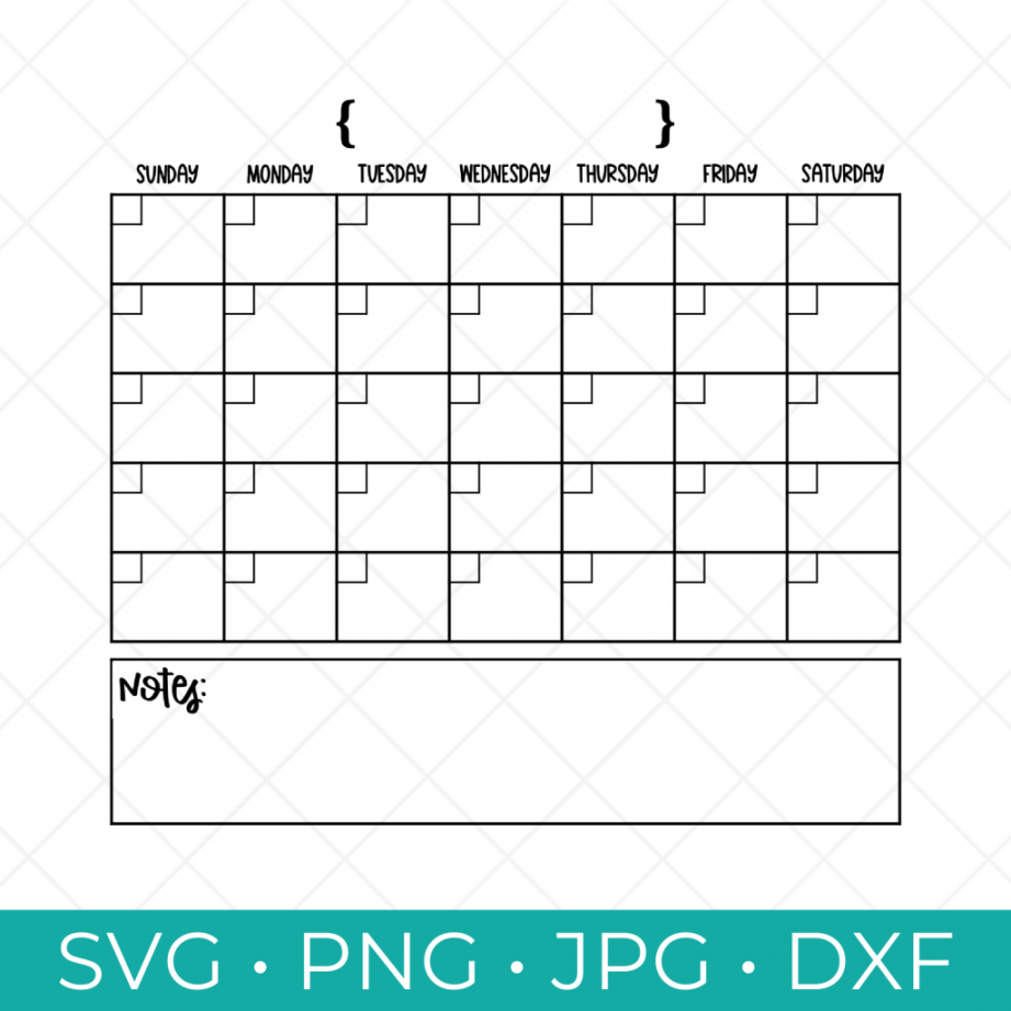 Monthly Calendar SVG Free Cut File - Kara Creates