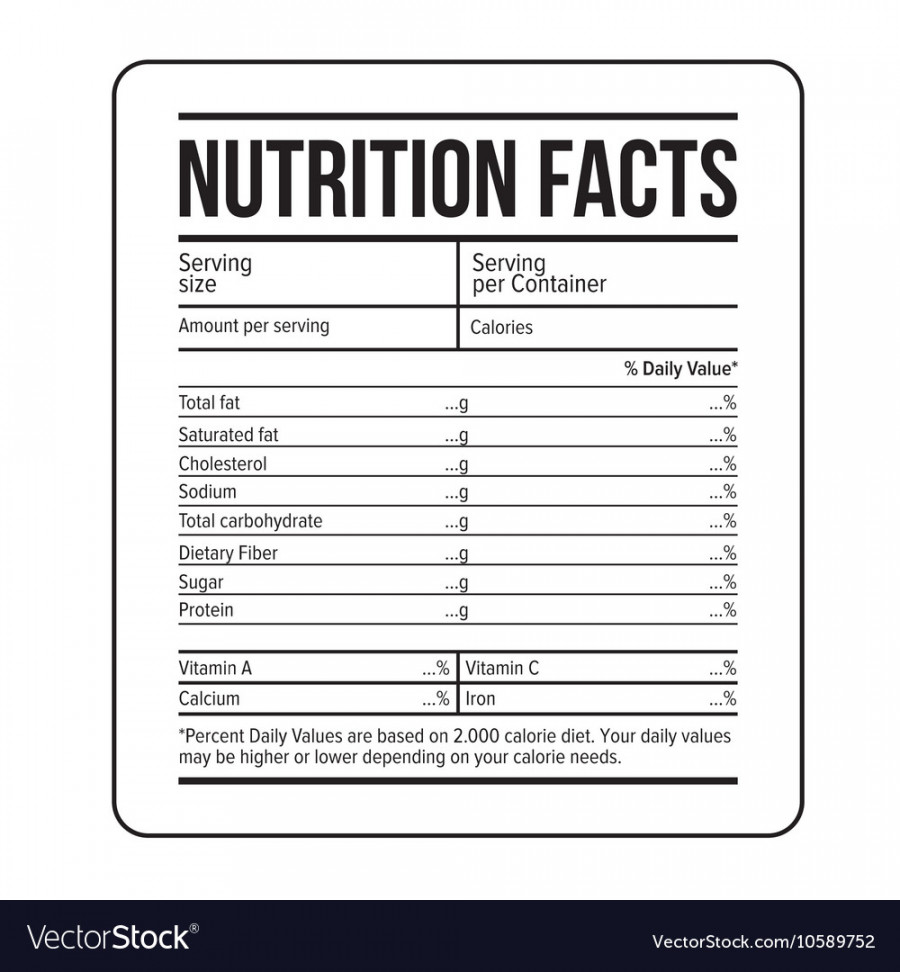 Nutrition facts label template Royalty Free Vector Image