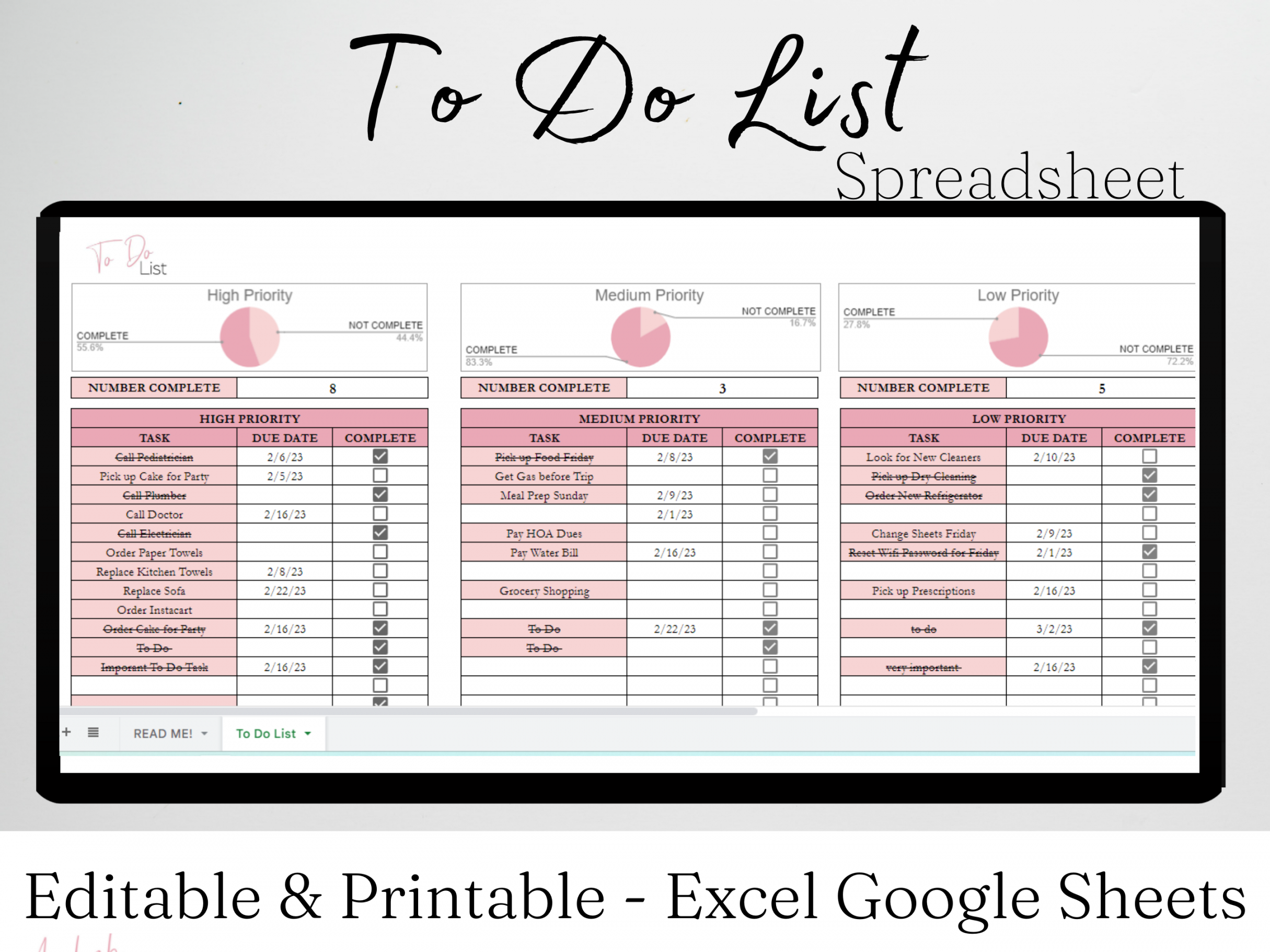 To Do List Template Google Sheets Excel Spreadsheet – Savvy and