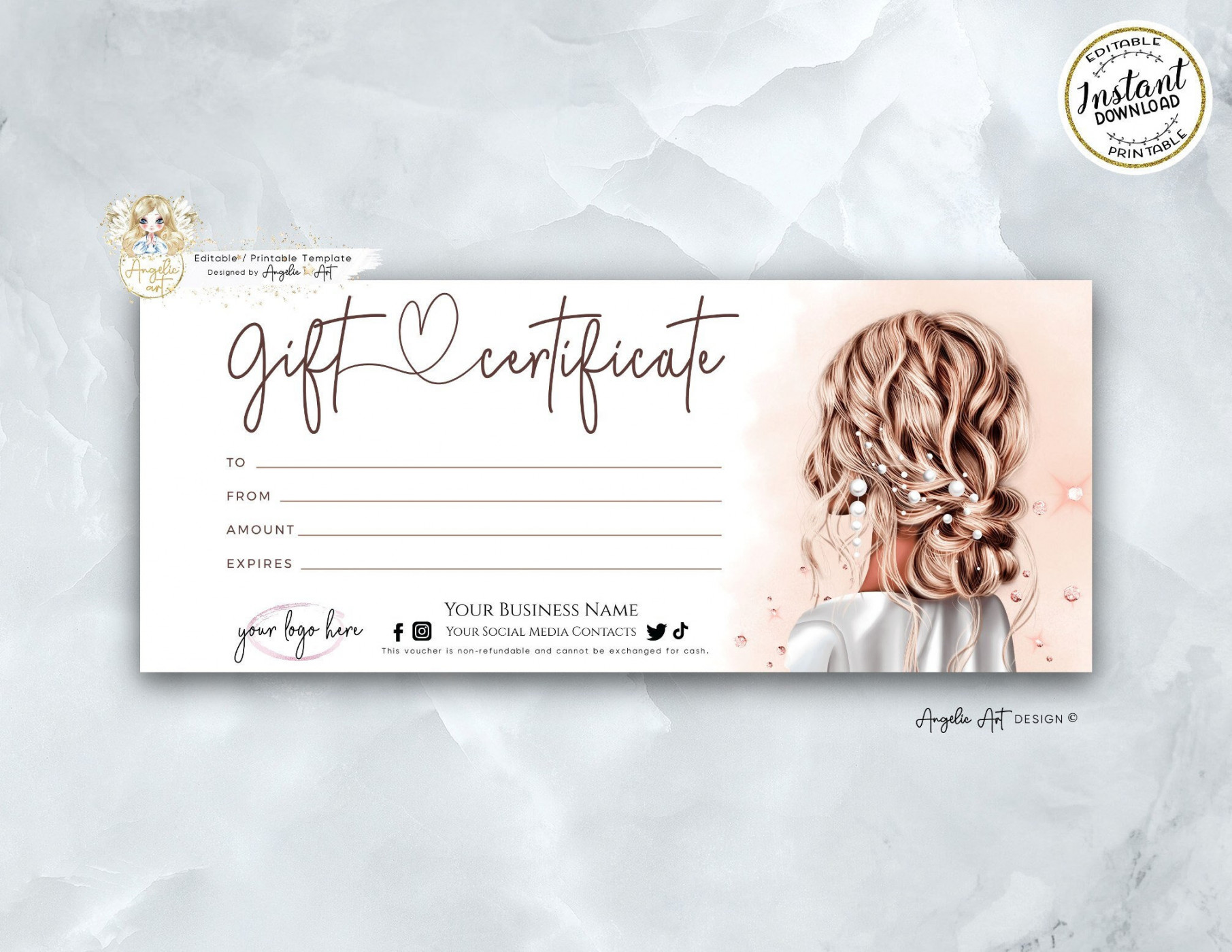 Beauty Gift Certificate Template Hair Salon Gift Voucher - Etsy