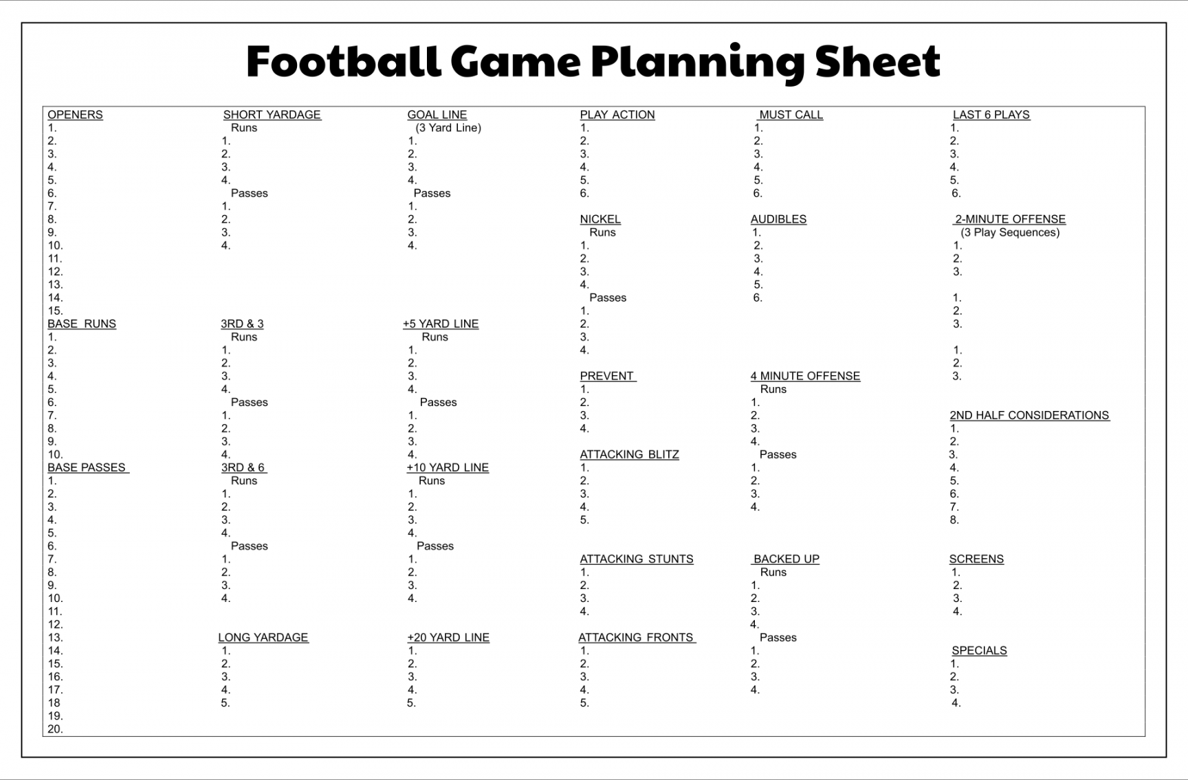 Best Printable Football Play Templates - printablee