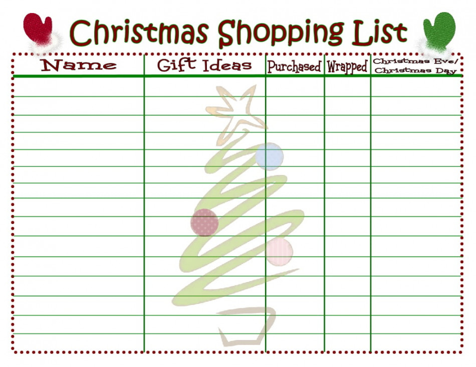 Christmas Shopping List Printable - Mom On Timeout