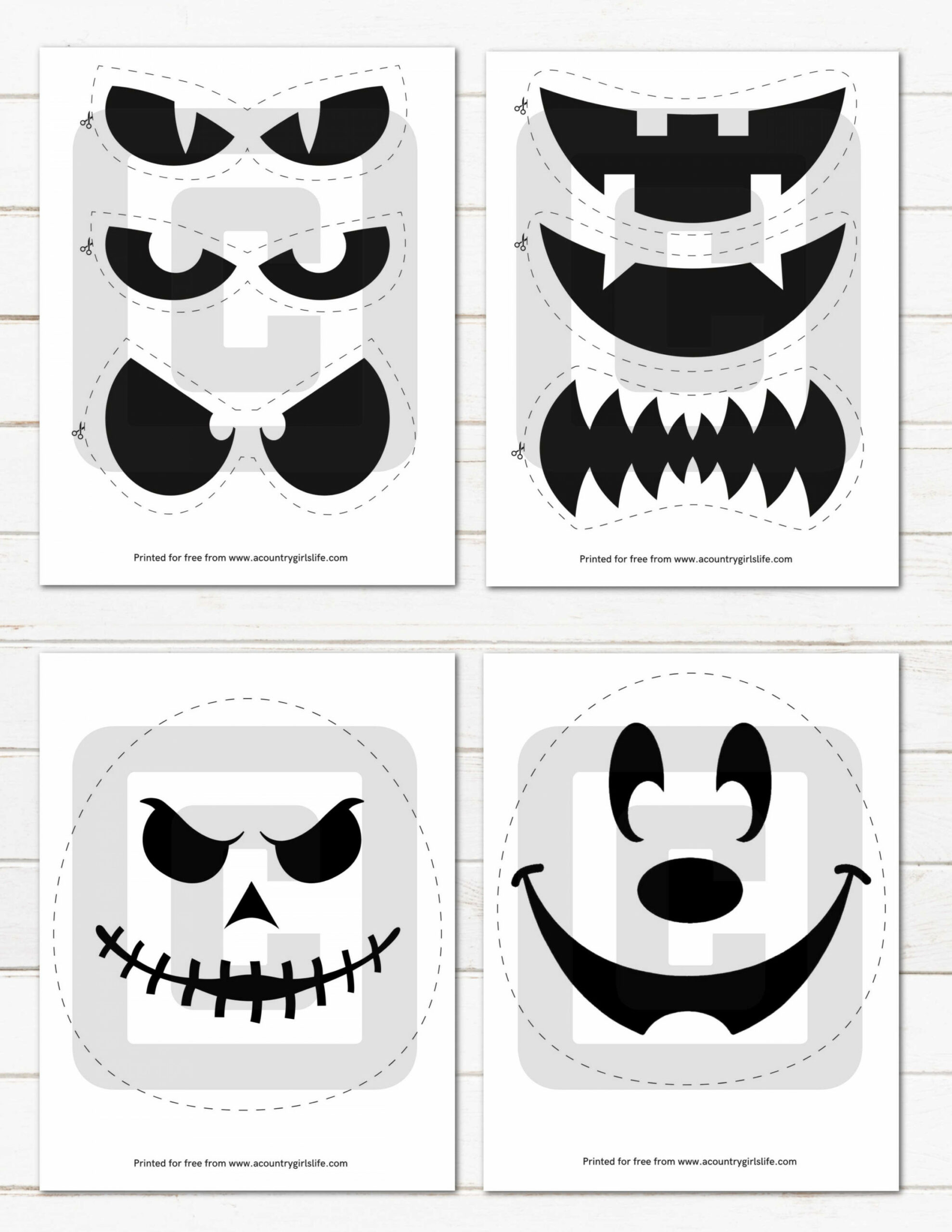 + EASY FREE Printable Pumpkin Carving Stencils! - A Country