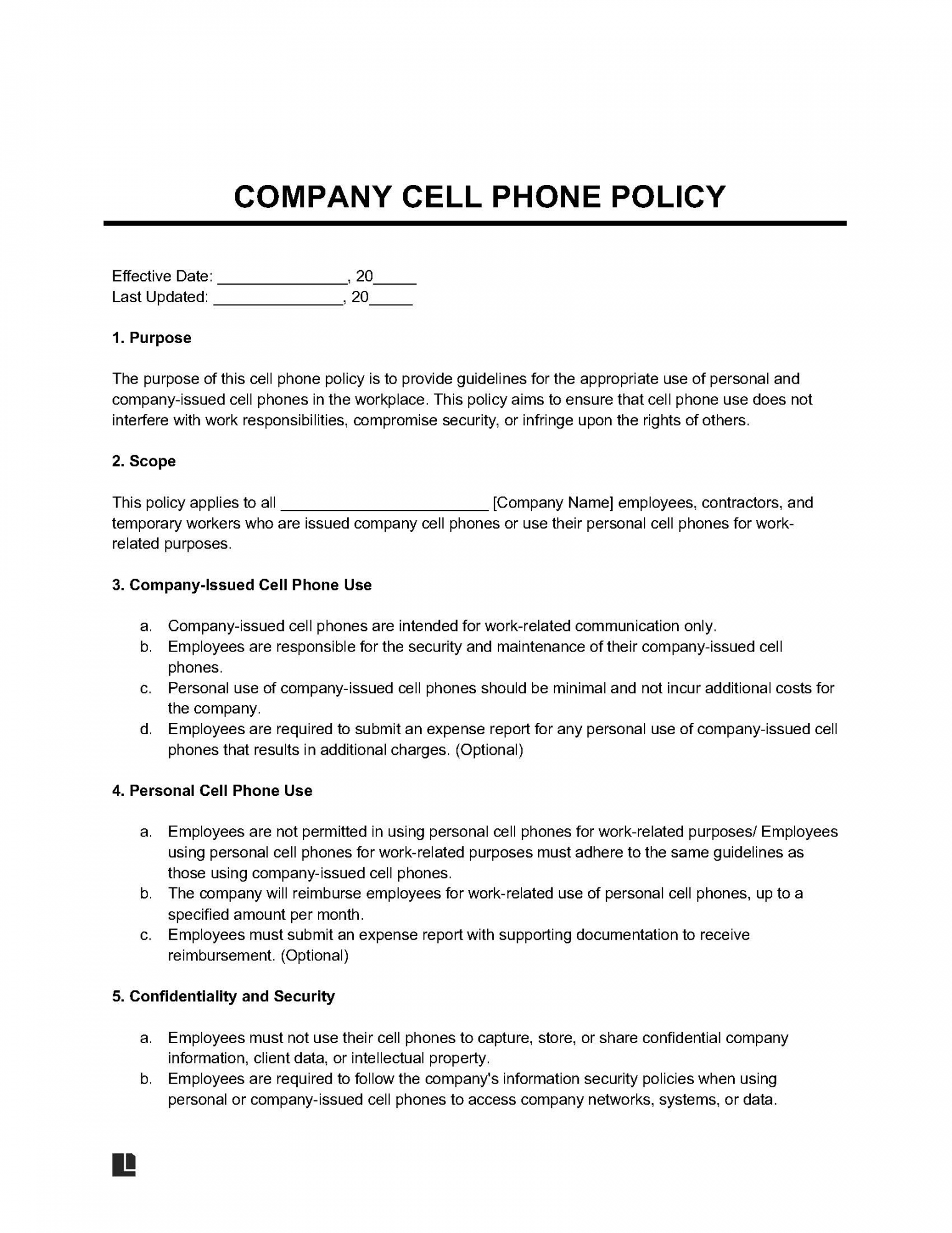 Free Cell Phone Policy Template  PDF & Word