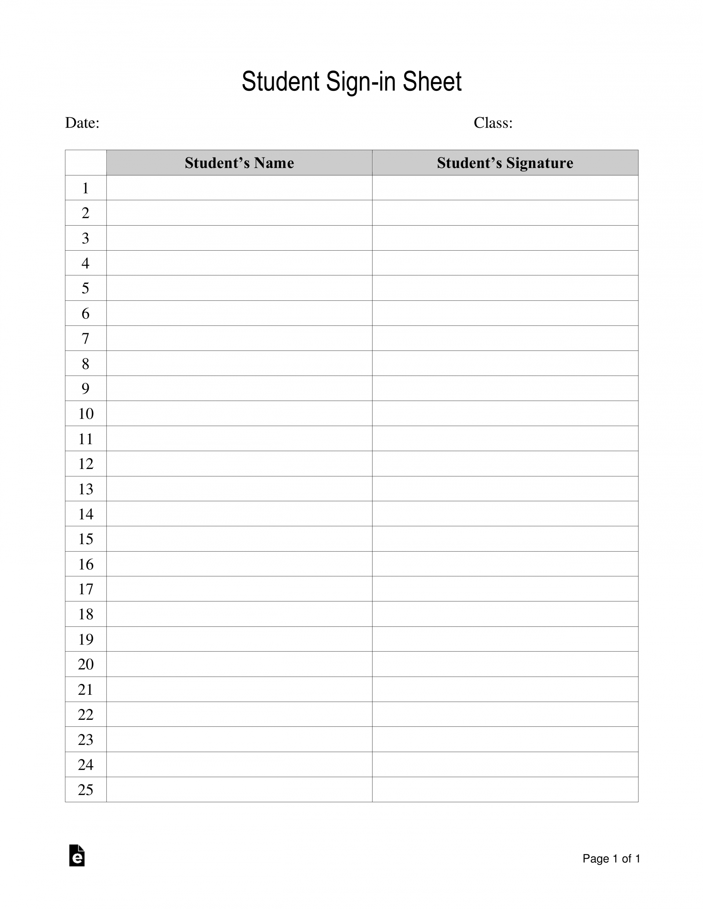 Free Student Sign-in Sheet Template - PDF  Word – eForms