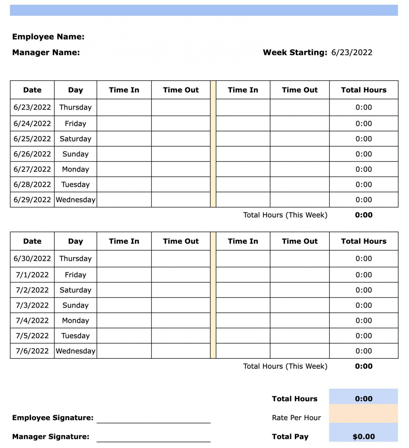 Free timesheet templates for  (excel, PDF, word)