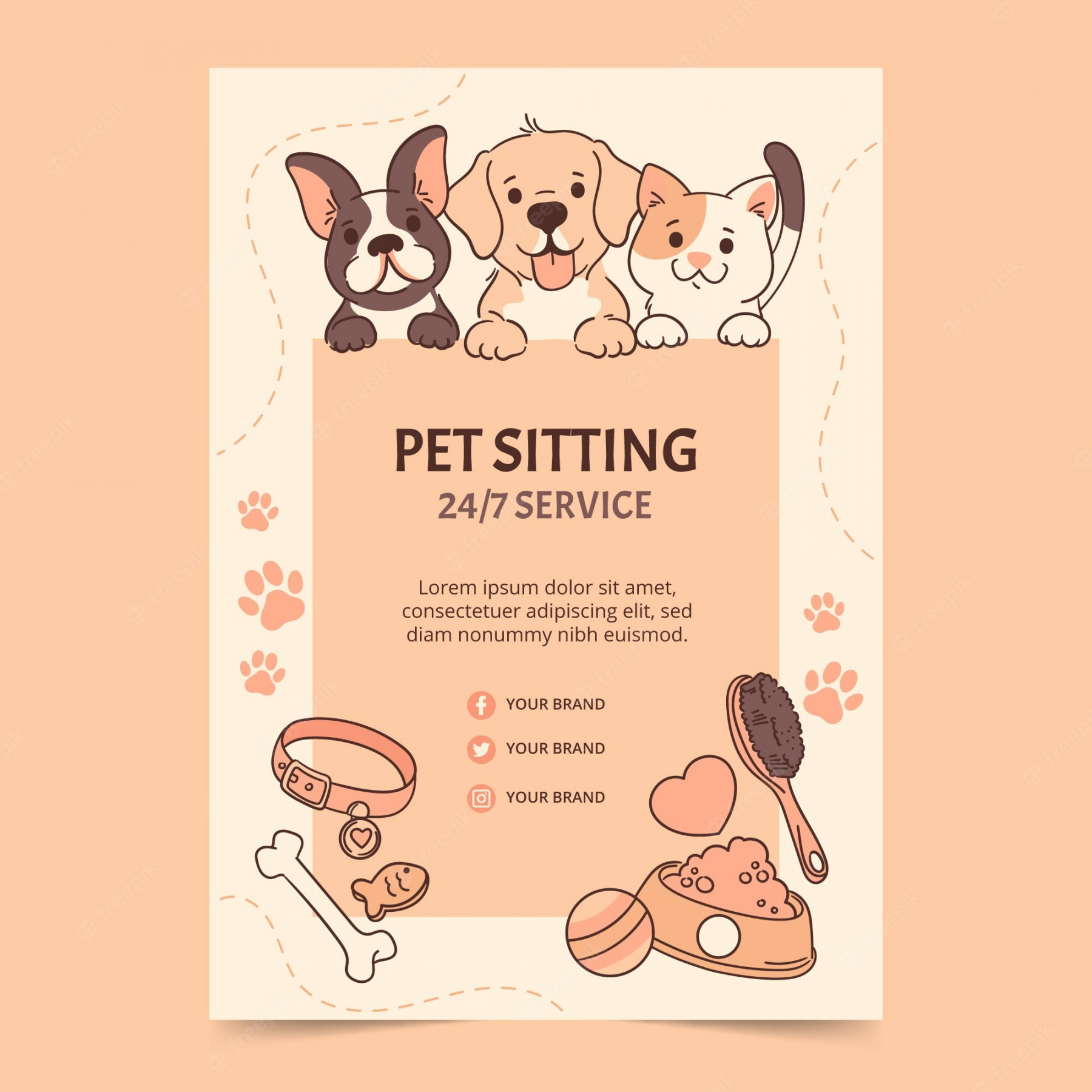 Free Vector  Hand drawn pet sitting poster template