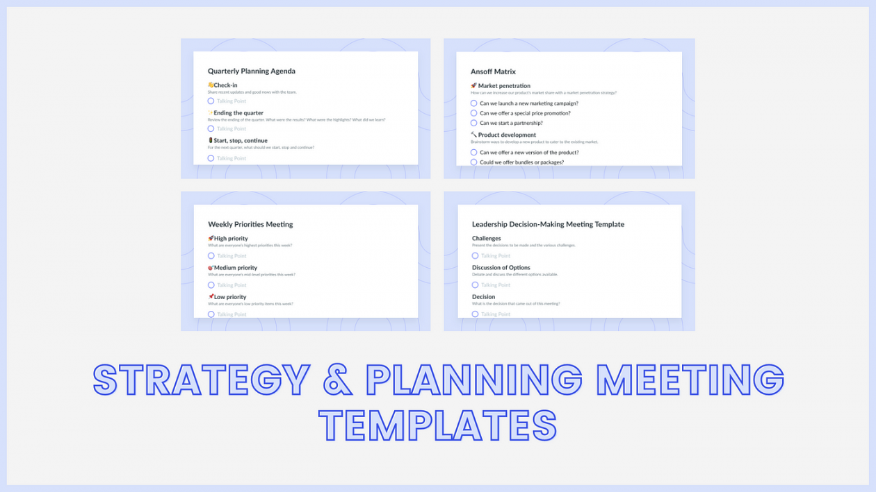 Meeting Agenda Templates for Dynamic Planning & Strategy