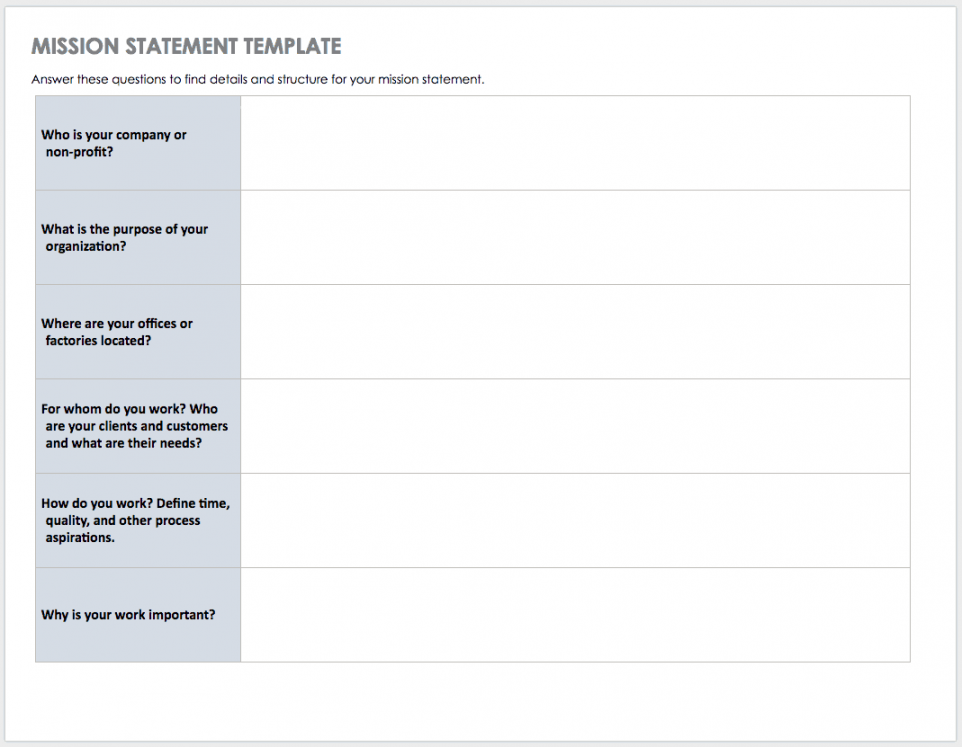 Mission and Vision Statement Templates  Smartsheet