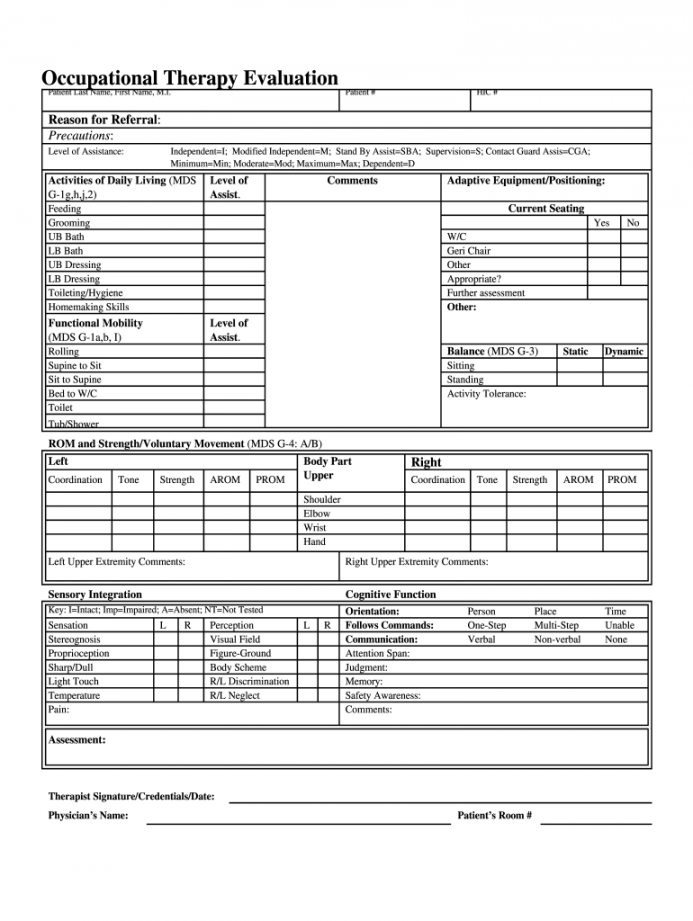 Occupational Therapy Evaluation: Fill out & sign online  DocHub