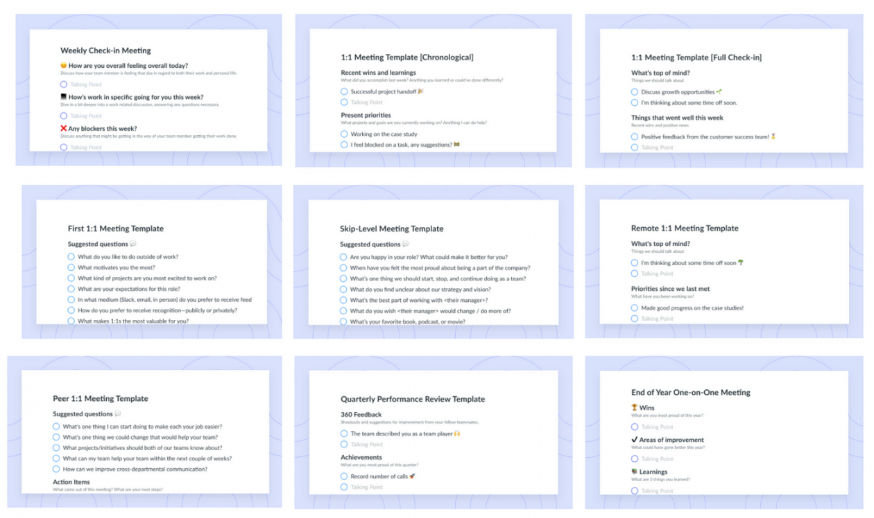 One-on-One Meeting Templates for Engaged Teams  by Fellow app