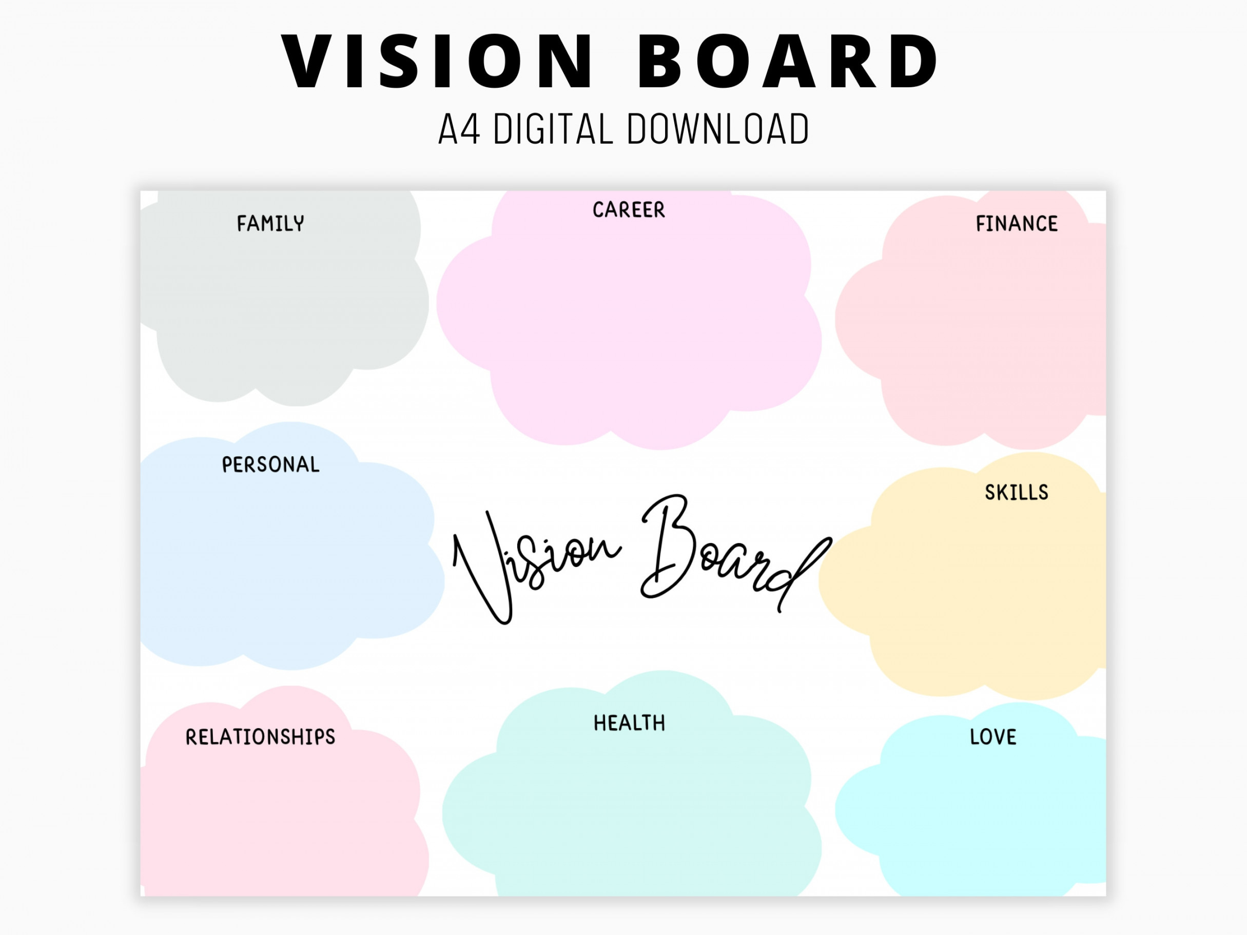 Printable vision board vision board template  dream life - Etsy