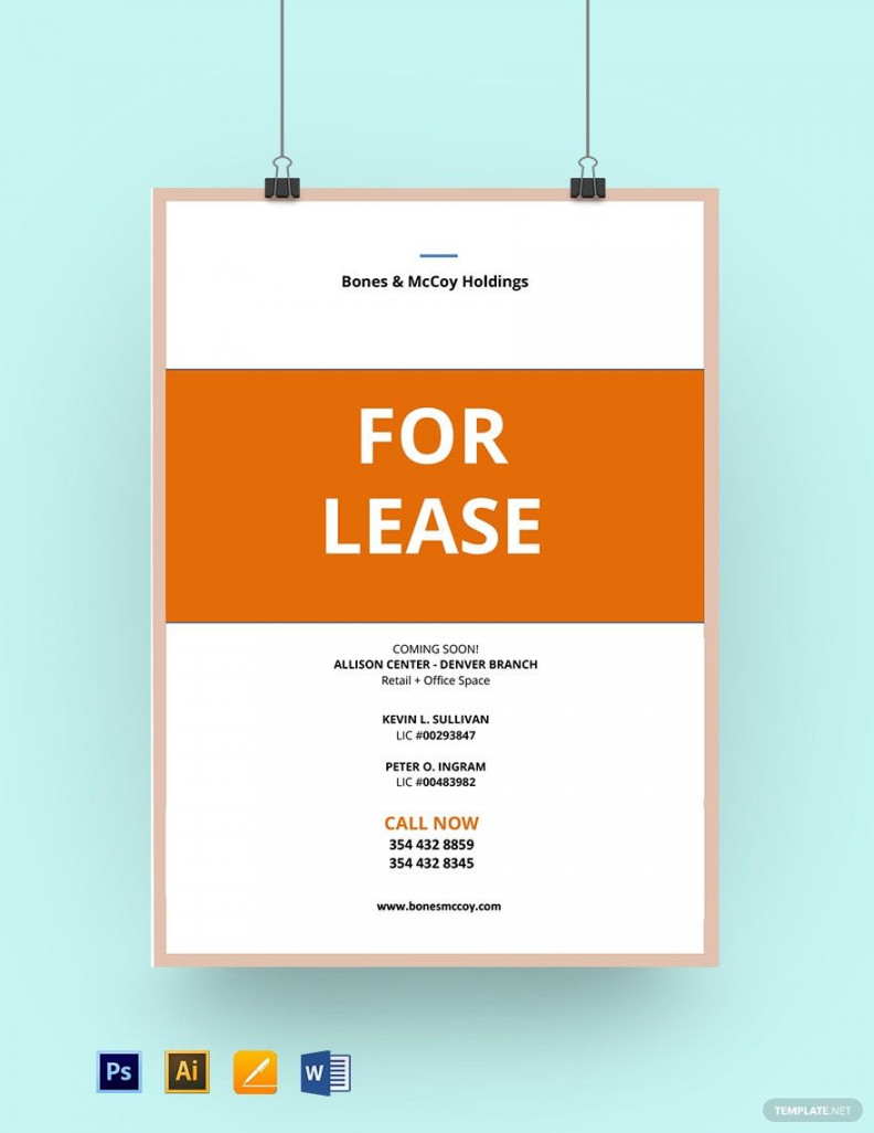 Real Estate For Lease Sign Template - Download in Word