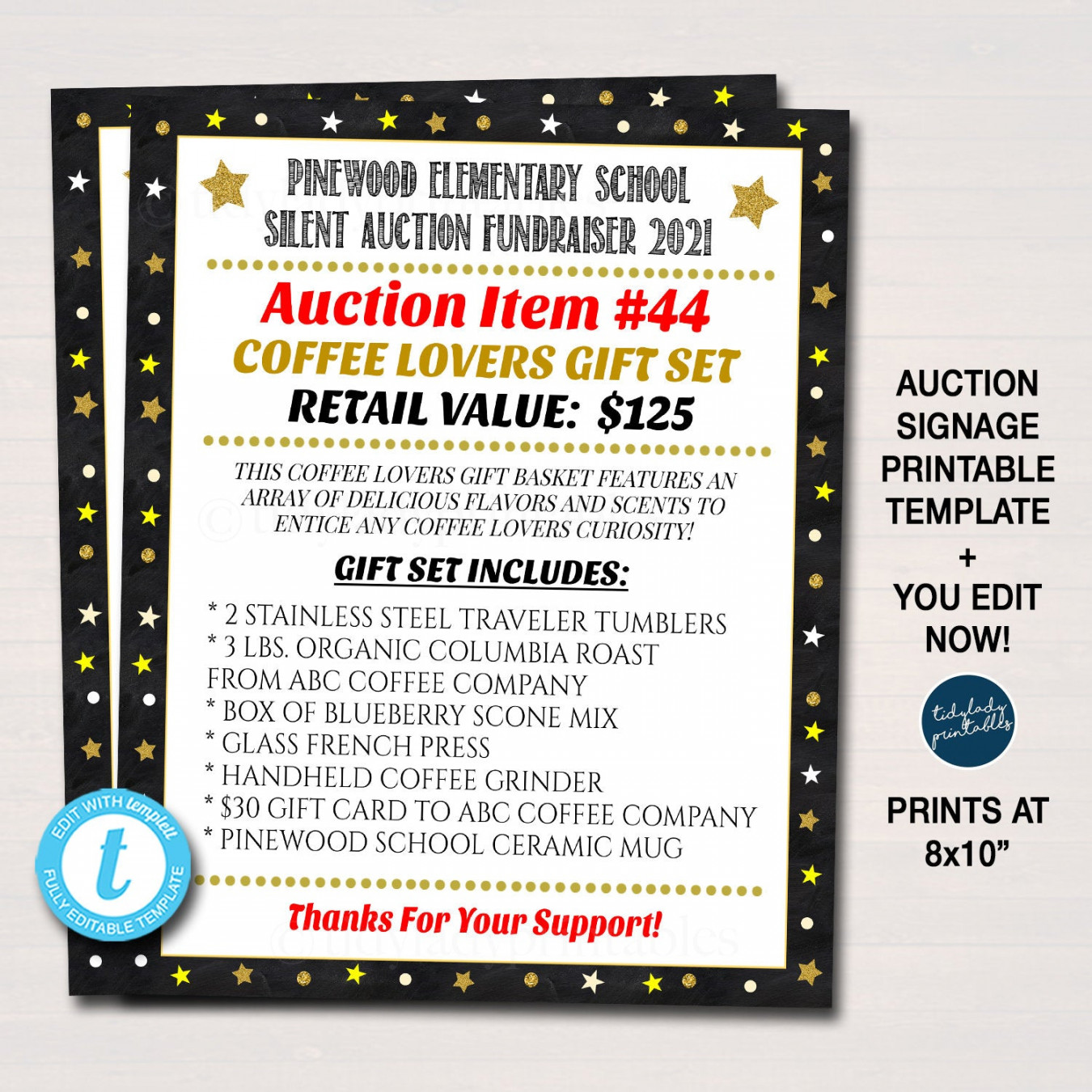 Silent Auction Template  Fundraiser Event Decor — TidyLady Printables