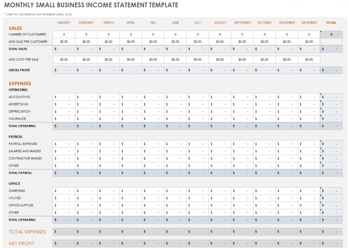 Small Business Income Statement Templates  Smartsheet