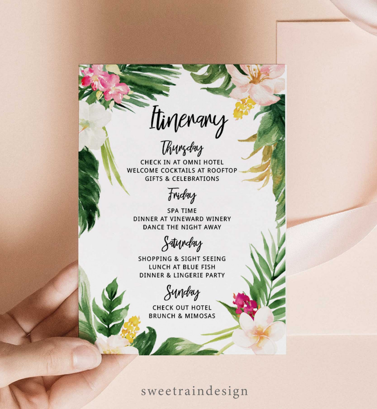 Tropical Bachelorette Party Itinerary Template Beach - Etsy