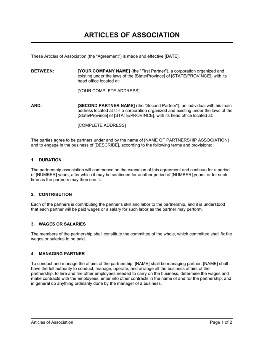 Articles of Association Template  Business-in-a-Box™