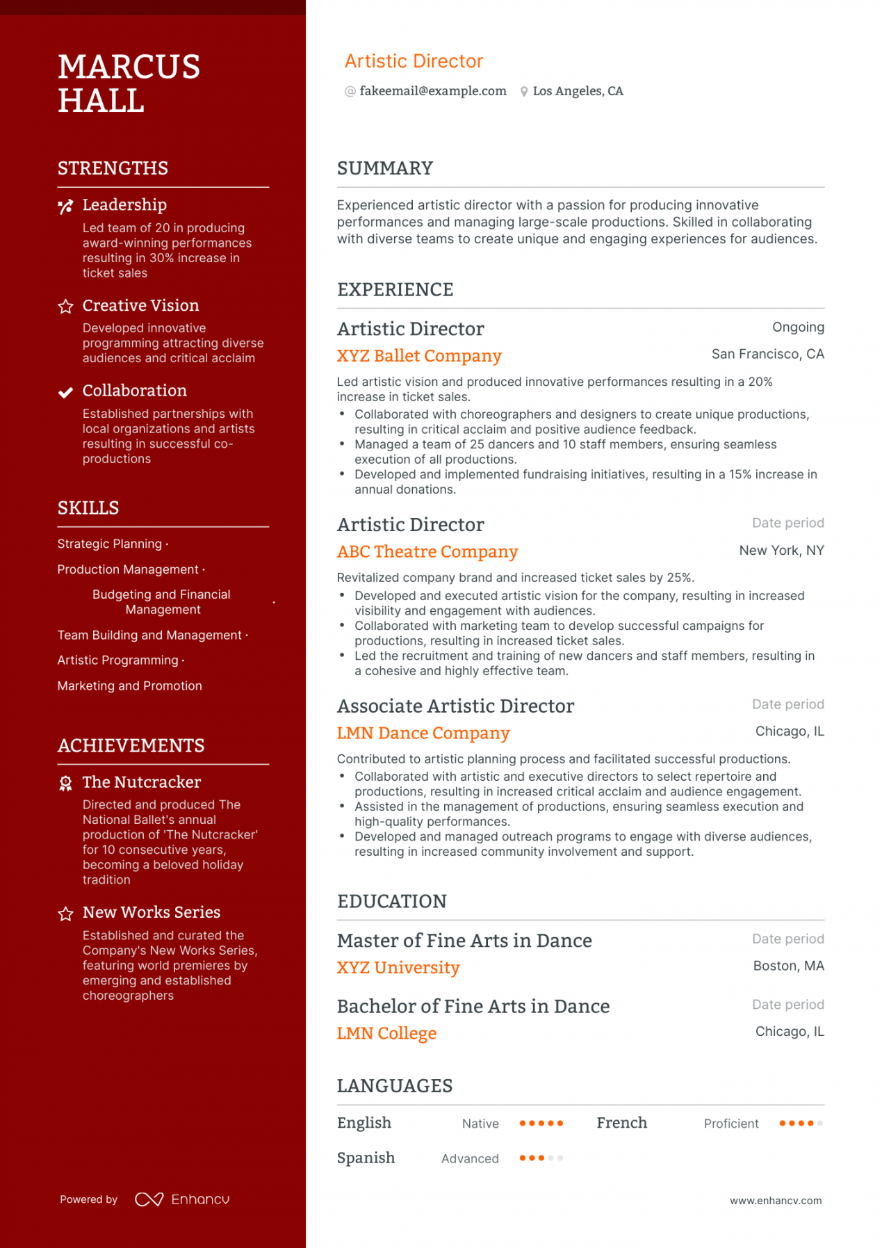 Artistic Director Resume Examples & Guide for