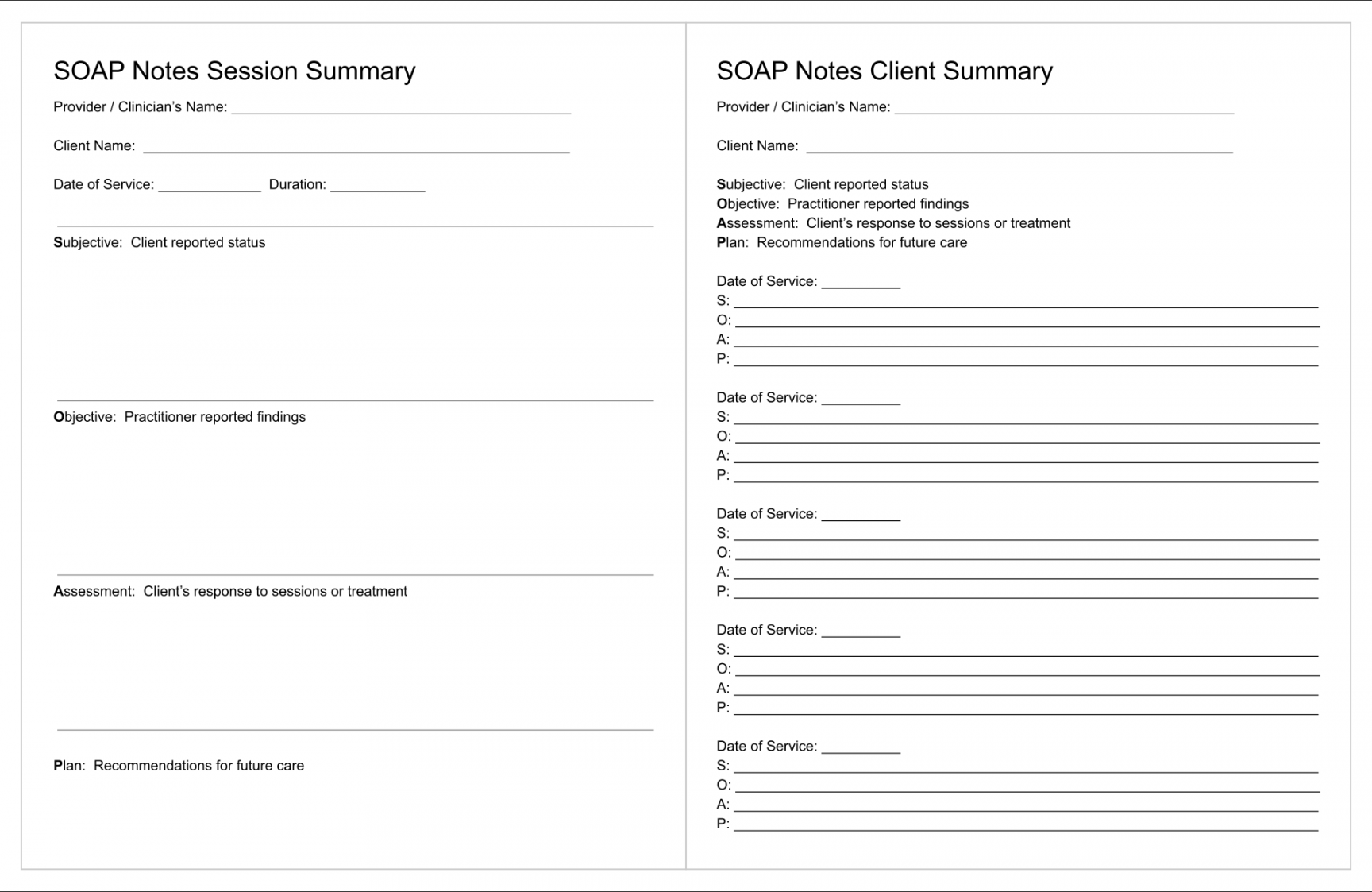 Best Printable Counseling Soap Note Templates  Soap note