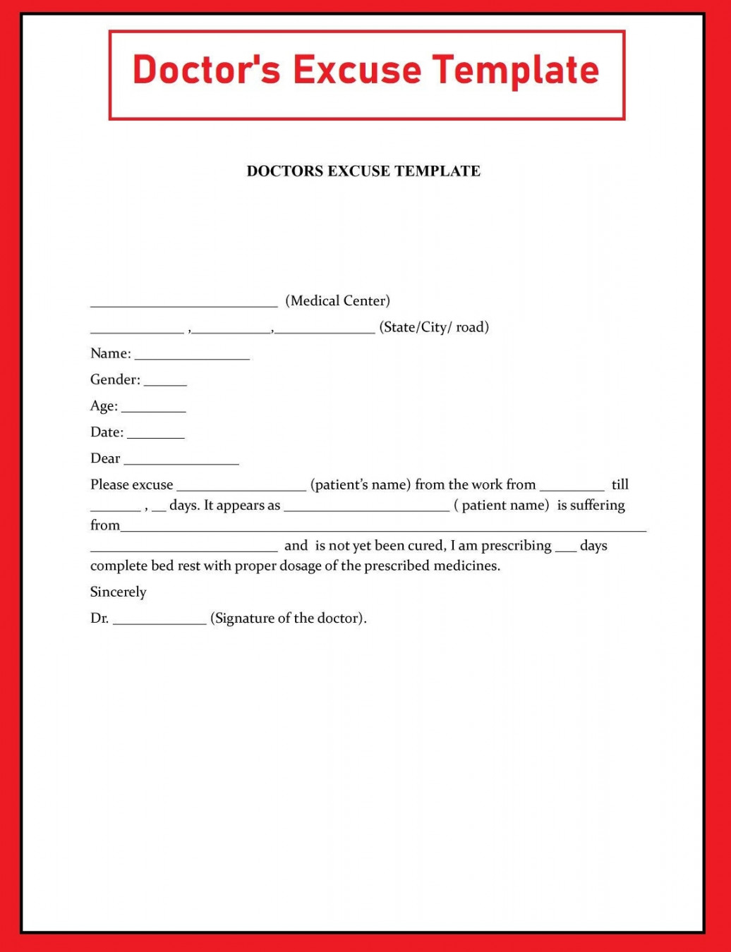 Buy Doctors Excuse Template Work Excuse Doctor Note School Online