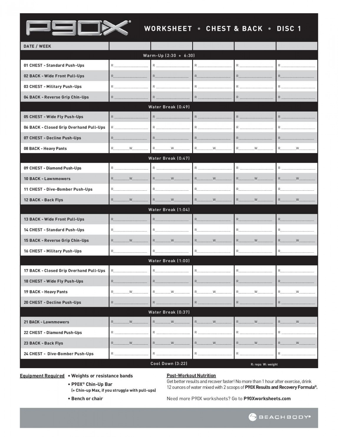 Chest & Back PX  Px workout, Px workout schedule, Workout