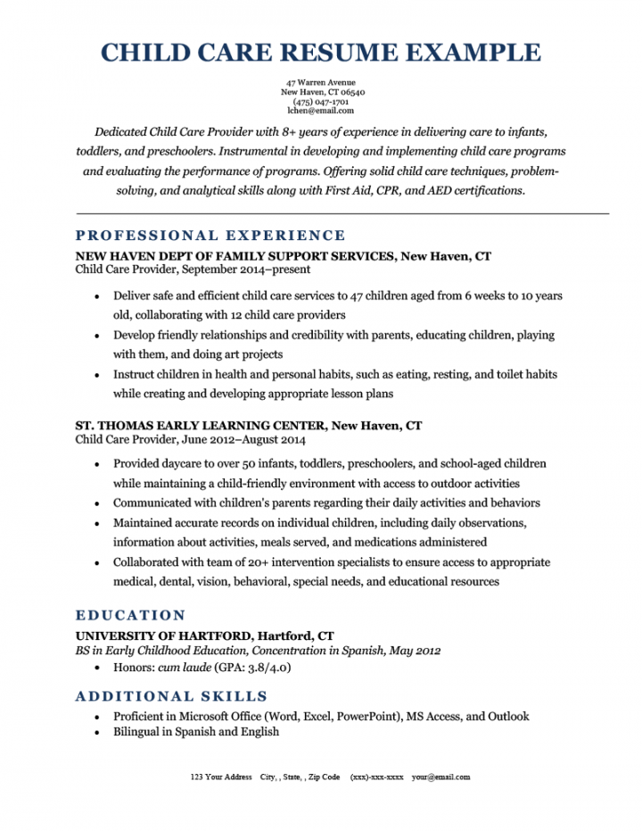 Child Care Resume  Example & Template  Resume Genius