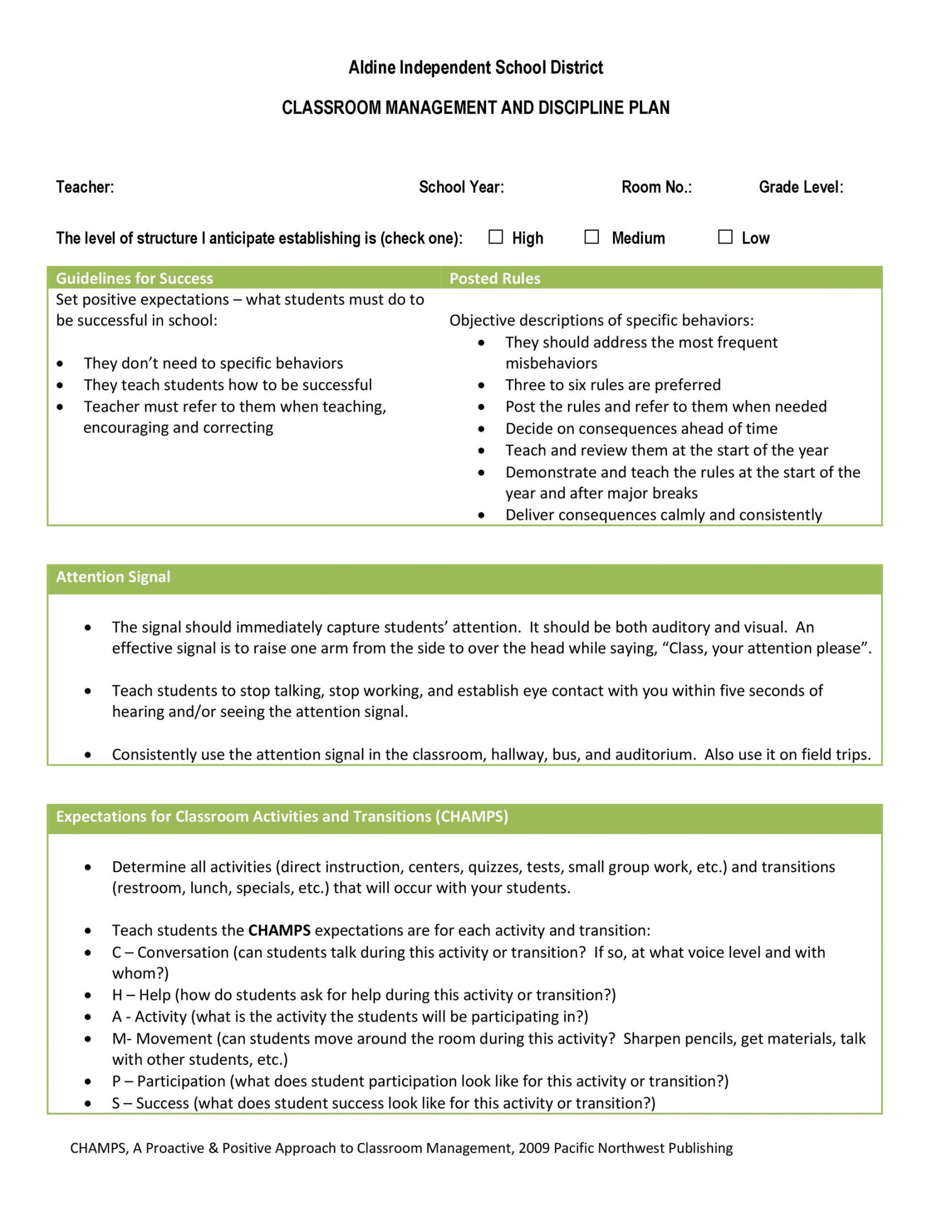 Classroom Management Plan -  Templates & Examples ᐅ TemplateLab