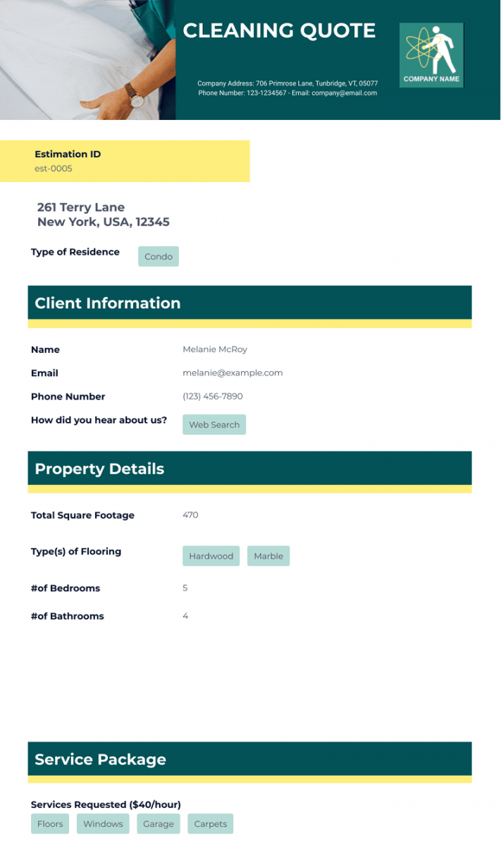 Cleaning Quote Template - PDF Templates  Jotform