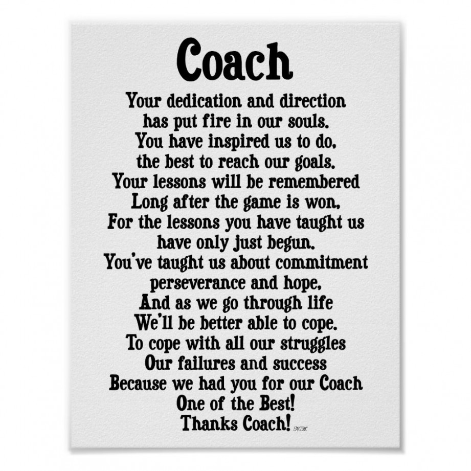 Coach Thank You Poster  Zazzle  Football coach quotes, Cheer