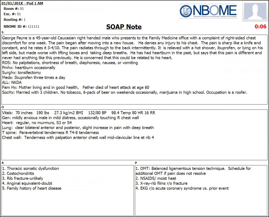 Completed eSOAP Note Sample — NBOME