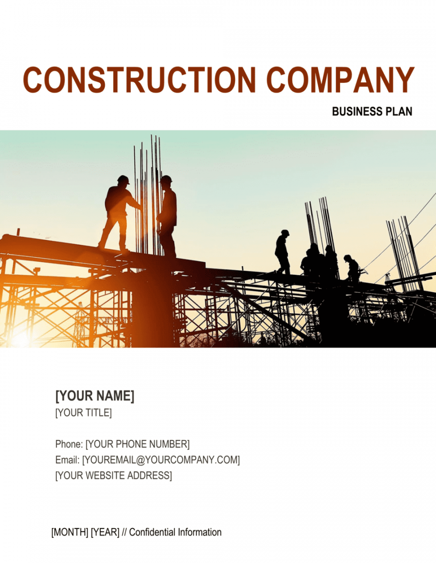 Construction Company Business Plan  Template  Business-in-a-Box™