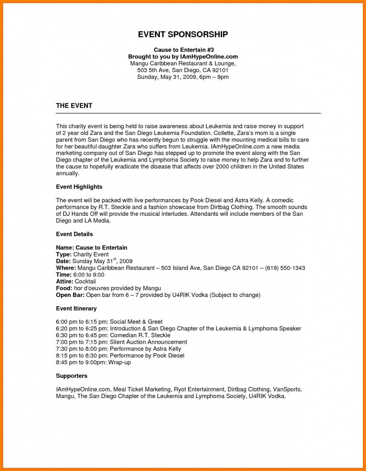 Corporate Sponsorship Proposal Template  Event proposal, Event