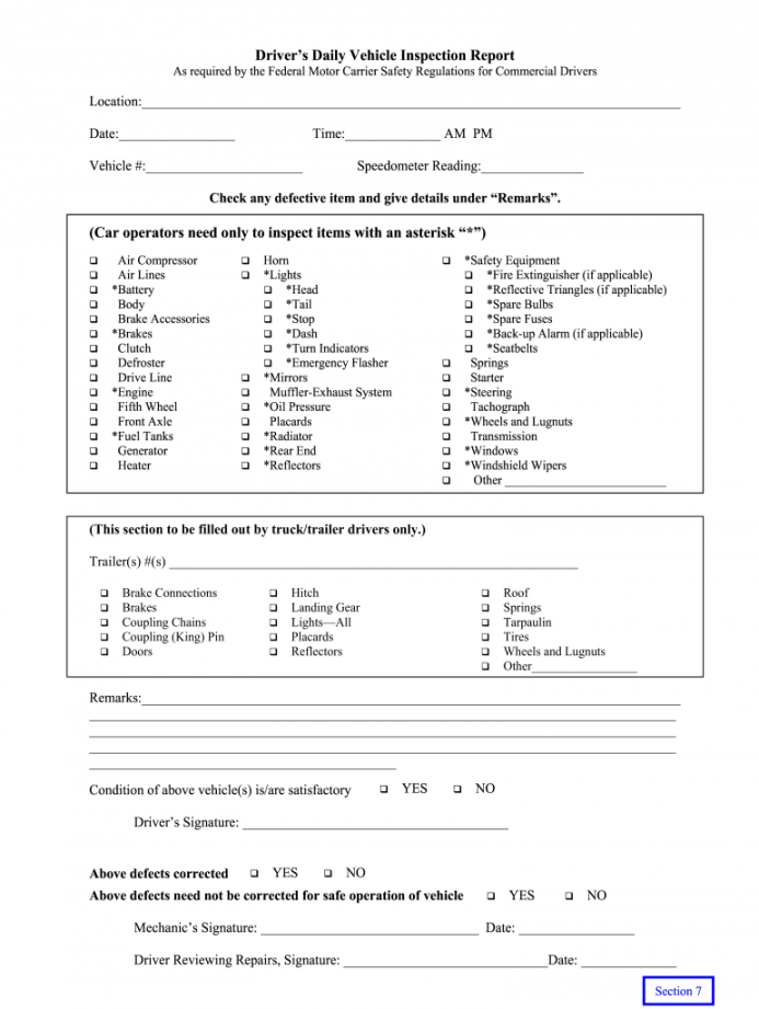 Drivers Vehicle Inspection Report Pdf - Fill Online, Printable