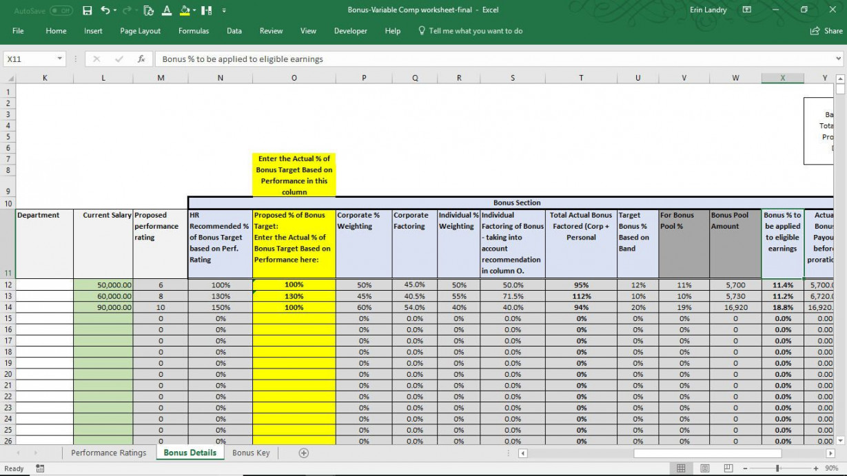 Employee Bonus Excel Template Incentive Plan Calculation - Etsy